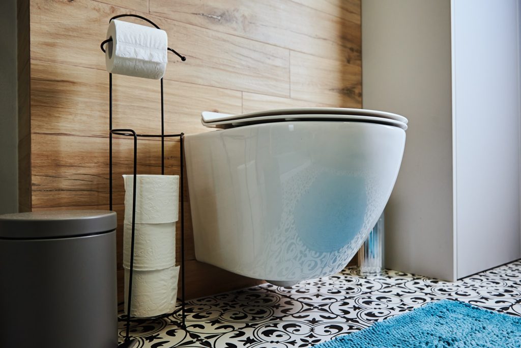 Bathroom interior with toilet bowl